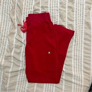 Winning red high waisted Yola figs scrub pants - S regular